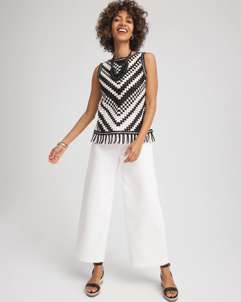 Crochet Fringe Sleeveless Sweater Tank | Chico's